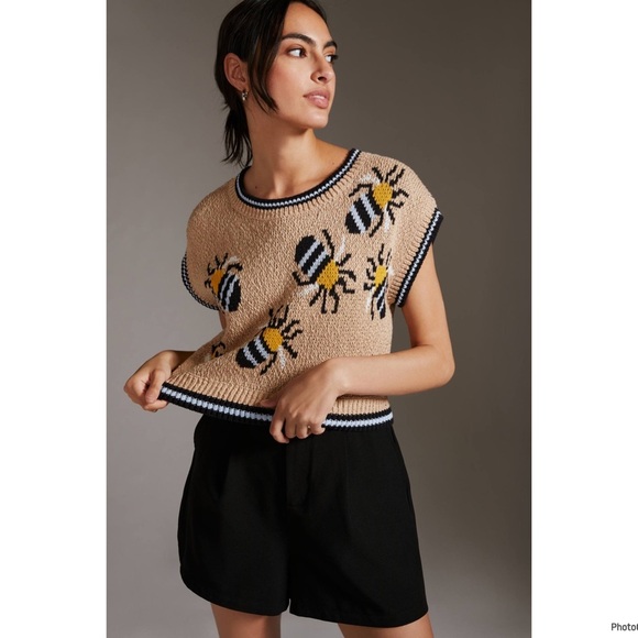 Sarah Gordon For Anthropologie Erin Icon Bee Knit Sweater Vest Size XS - Picture 3 of 11